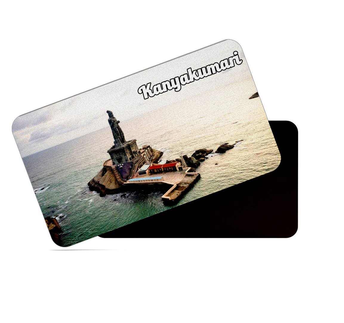 dhcrafts Multicolor Tamil Nadu Kanyakumari Design Rectangular Rubber Matte Finish Fridge Magnet / Magnetic Card Pack of 1 (8.6cm x 5.4cm)